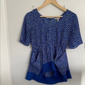 BCBGeneration Blue and White Polka Dot Blouse